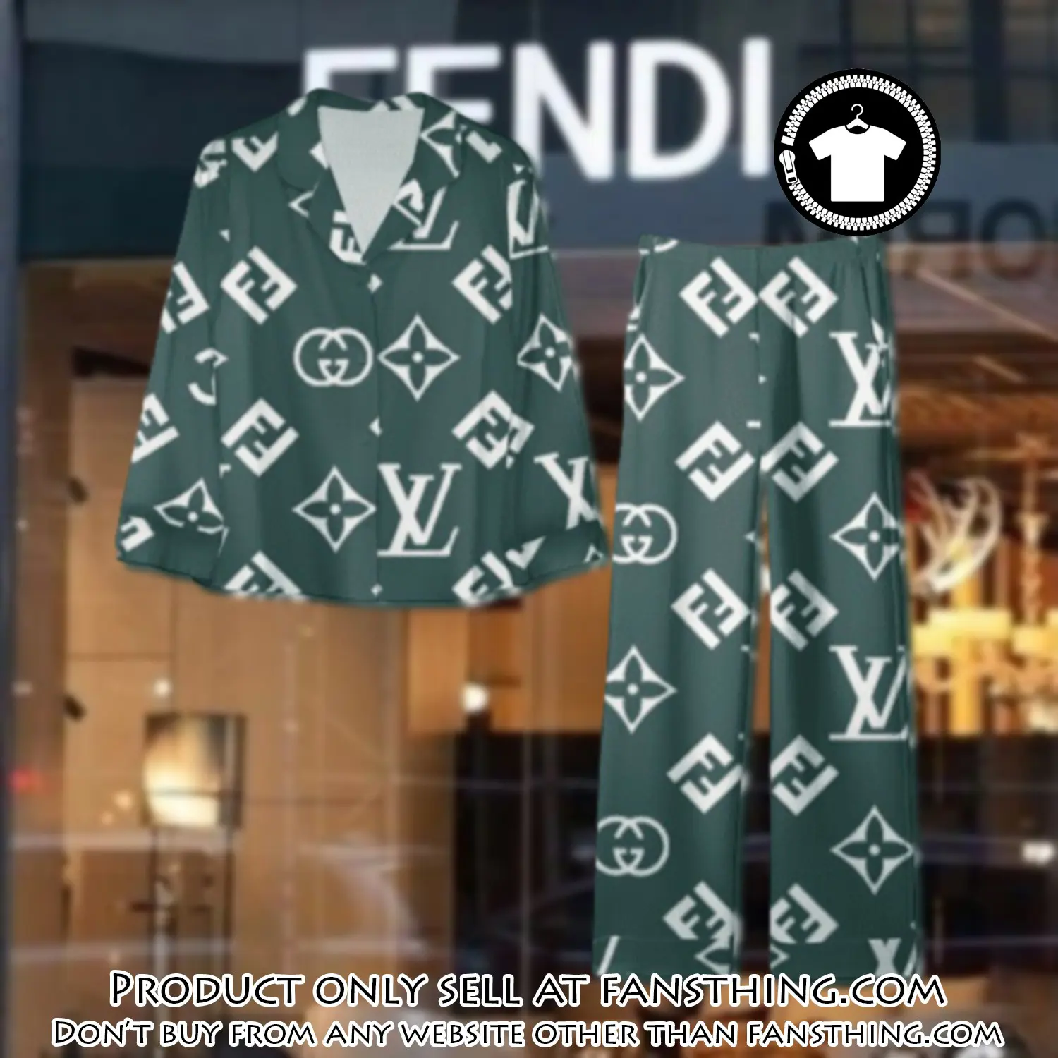 Trending luxury fendi satin pajama set pjs1049 fst0733363